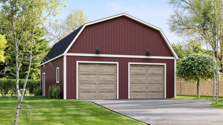 Witmer red garage dutch roof by gablewick
